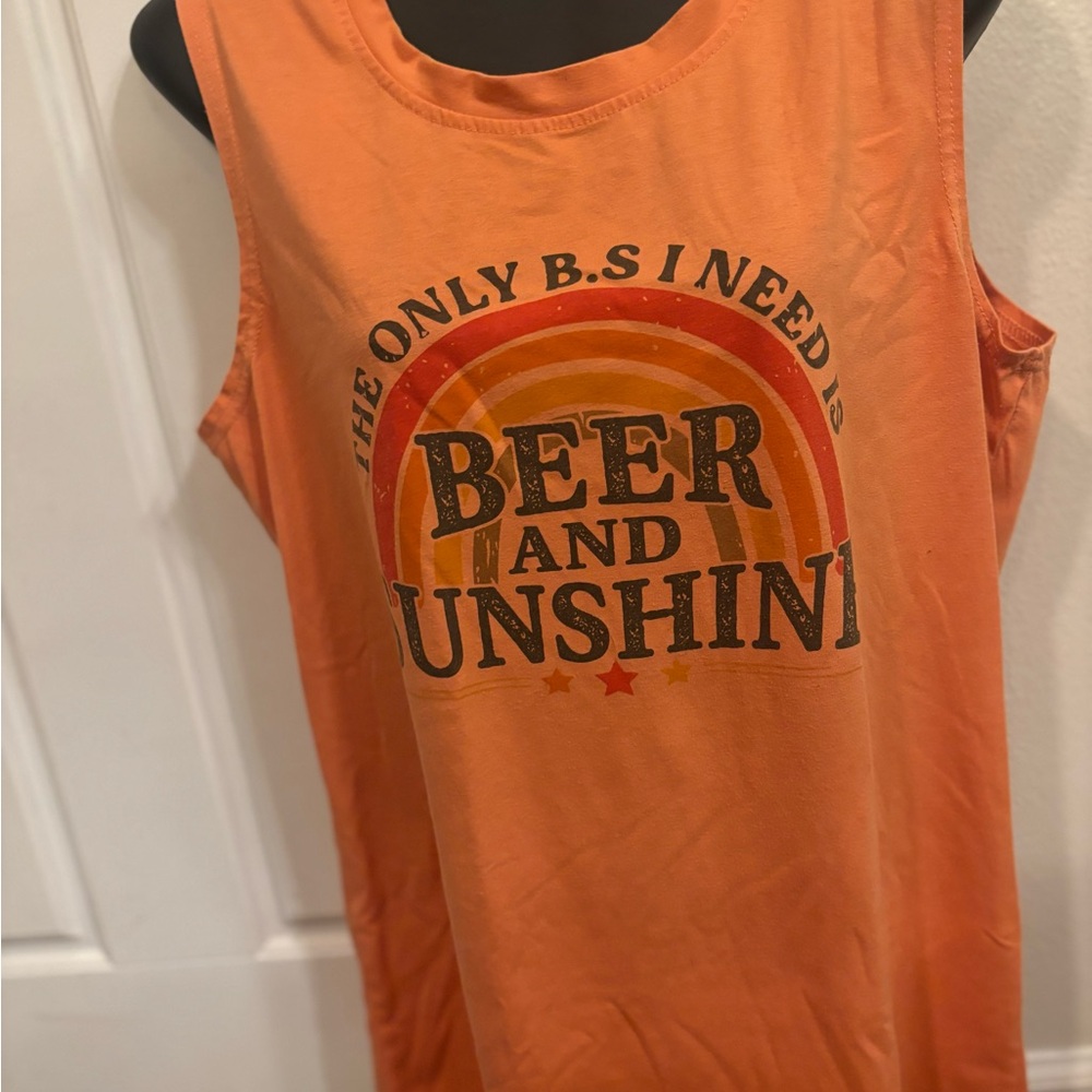 Orange Graphic Tank Top - Beer and Sunshine